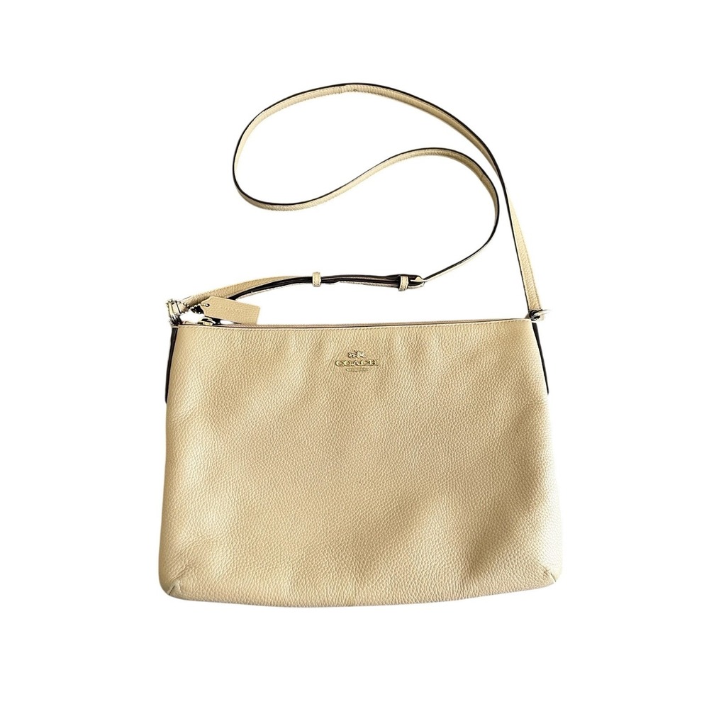 Coach Medium Leather Women's Crossbody Shoulder‎ Bag Purse Cream Champagne